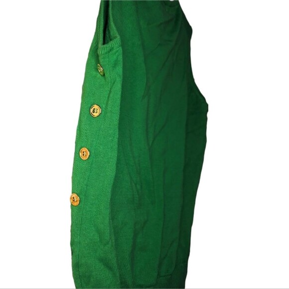 Women's Green Sleeveless Sweater Vest With Gold Button Details, Size Small - Picture 3 of 6